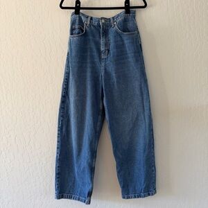 Topshop High Waisted Baggy Medium Wash Denim Jeans